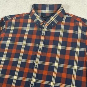 Mizzen Main Shirt Mens XL Blue Orange Plaid City Flannel Button Down Trim Fit